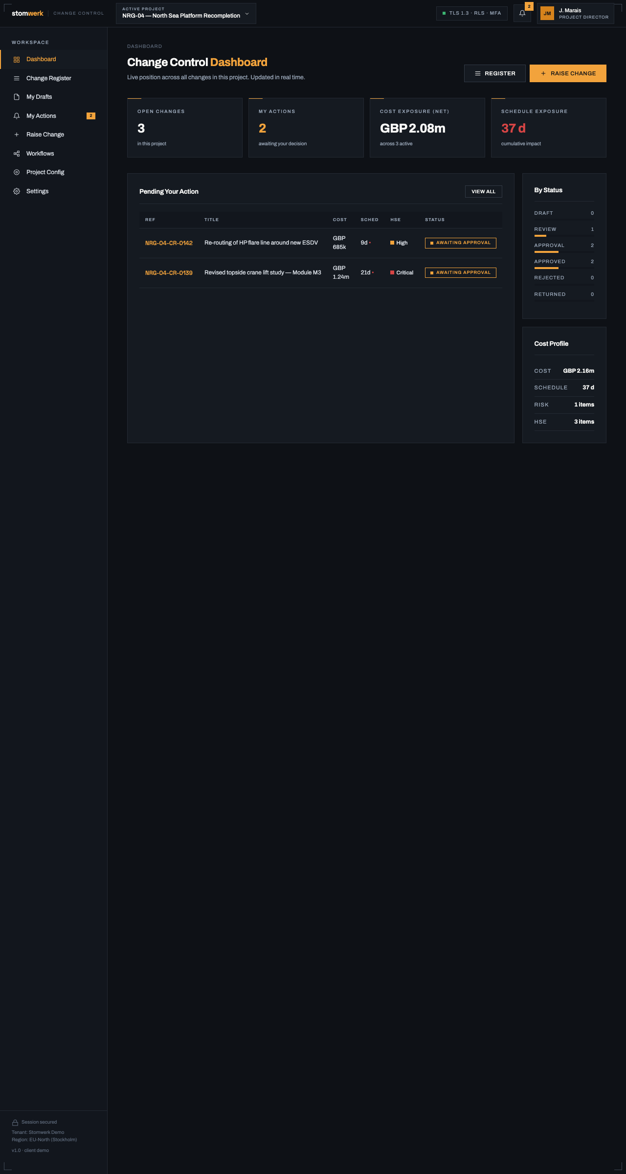 Preview of the Change Control Log free edition